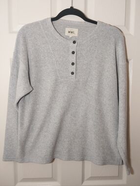 MWL Madewell 2 Piece Set Light Gray Henley Sweatshirt And Wide Leg Pants Size S